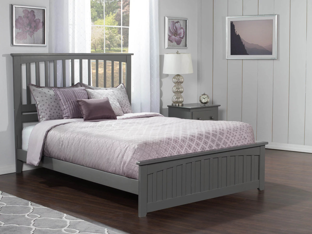 Queen Wood Platform Bed with Slatted Headboard and Footboard X624