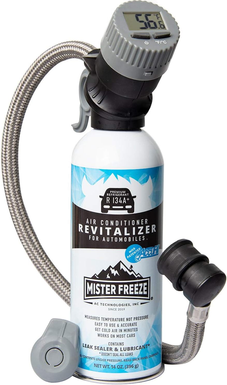14 Oz Pack of 2 R134A Refrigerant AC Recharge Kit with Hose and Wireless Digital Temperature Sensor V137727
