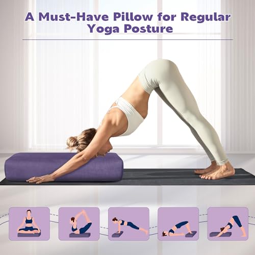 Rectangular Yoga Bolster Pillow with Washable Suede Cover, 27"X10"X5.5" W11893