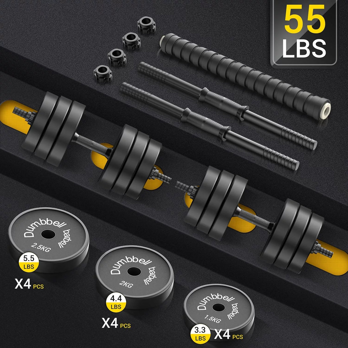 Adjustable Dumbbell Barbell 2 in 1, 22lbs B668268
