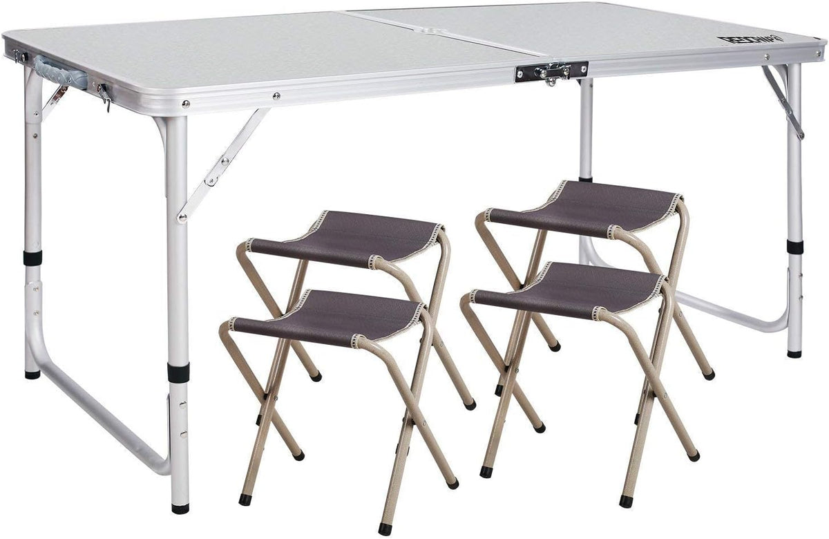 2.5 Foot Adjustable Folding Camping Table with Mesh Storage Organizer K665238