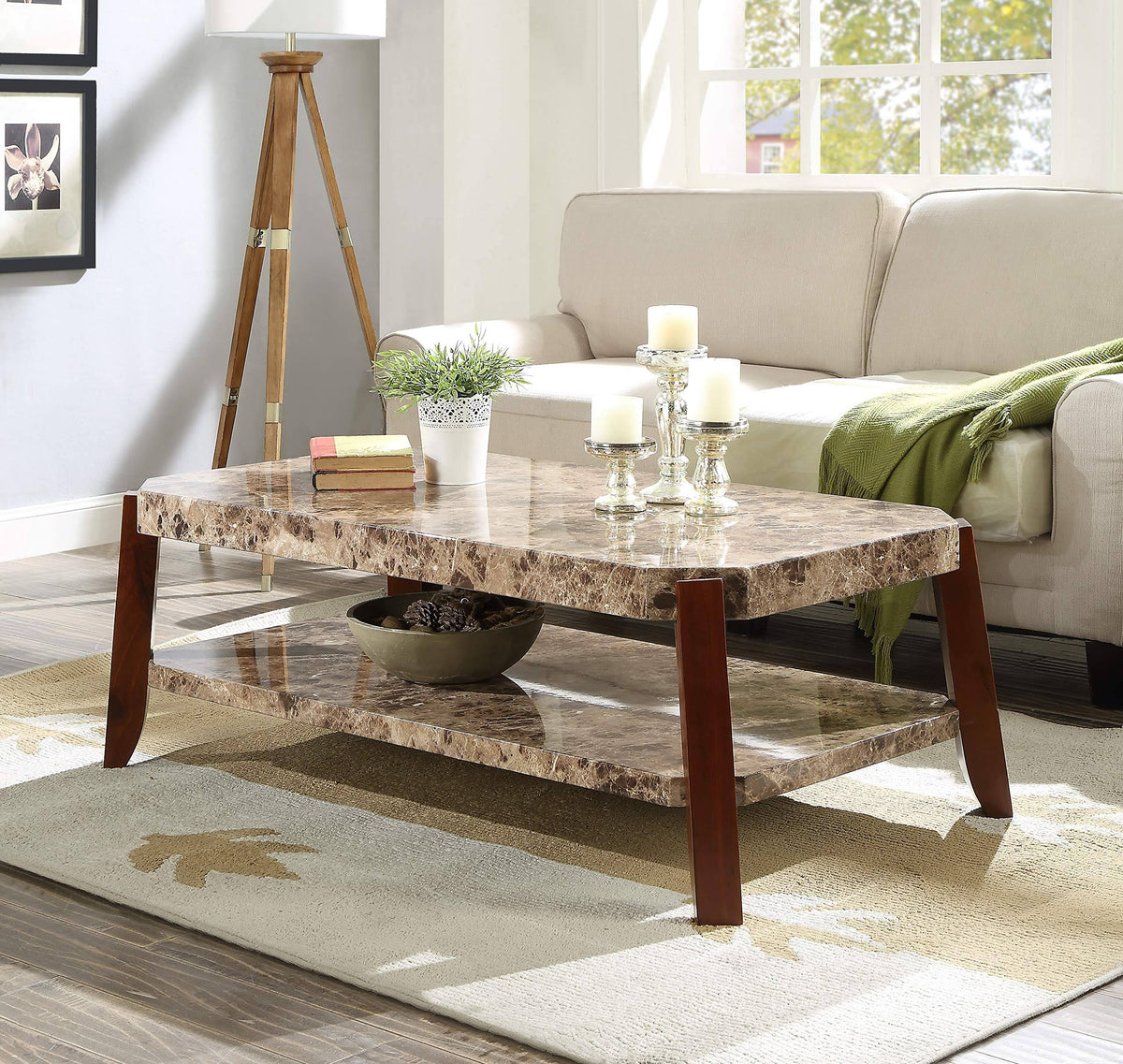 Faux Marble Brown Coffee Table N972430
