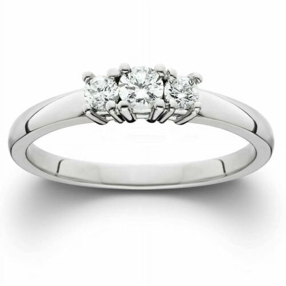 14k White Gold Three Stone Diamond Ring V186