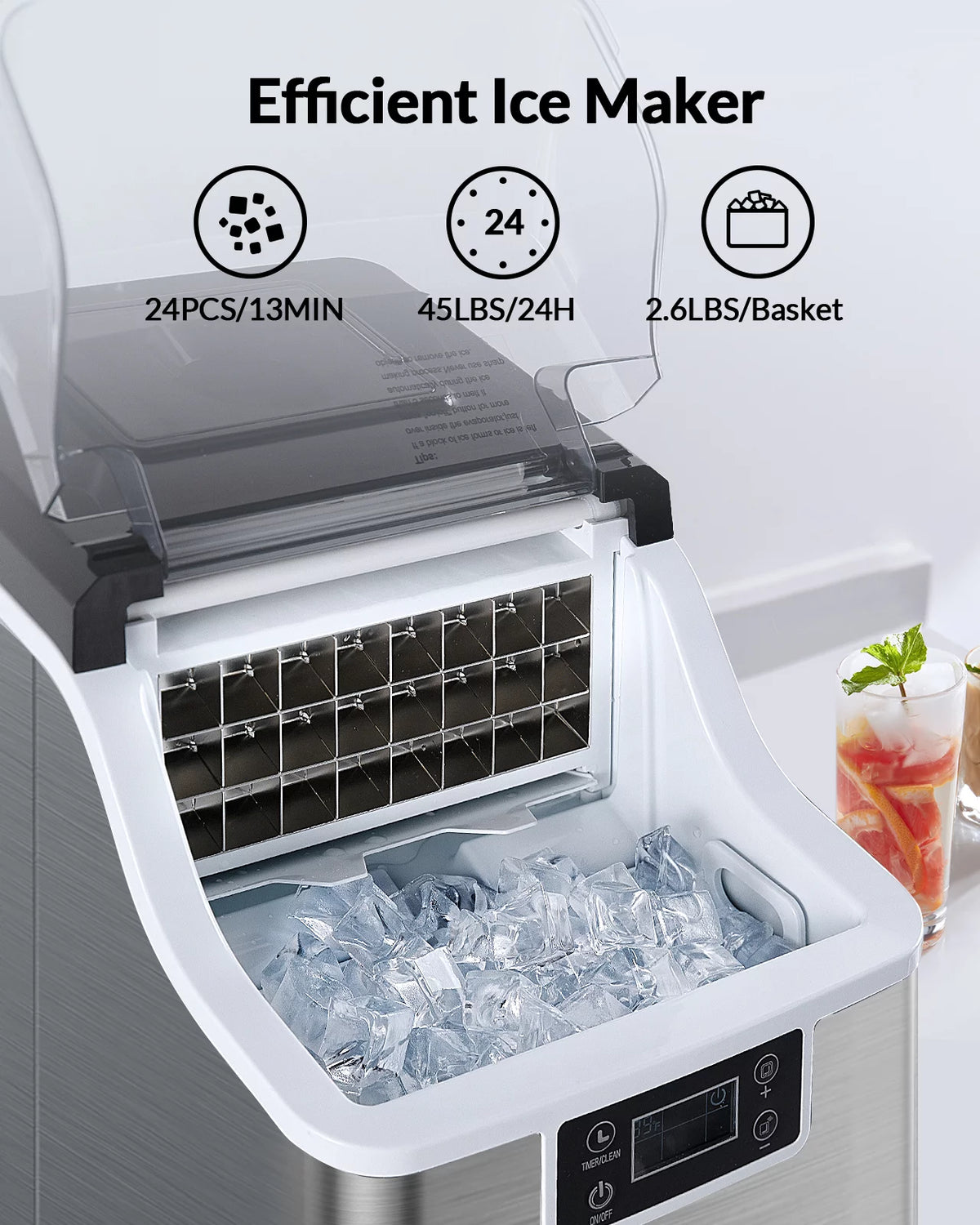 Countertop Ice Maker with Ice Scoop and Basket I4739
