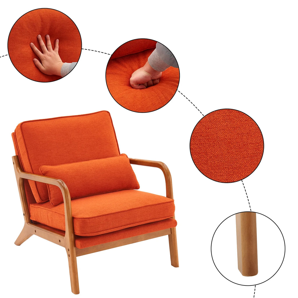 Oak Upholstered Armrest Lounge Chair S25805