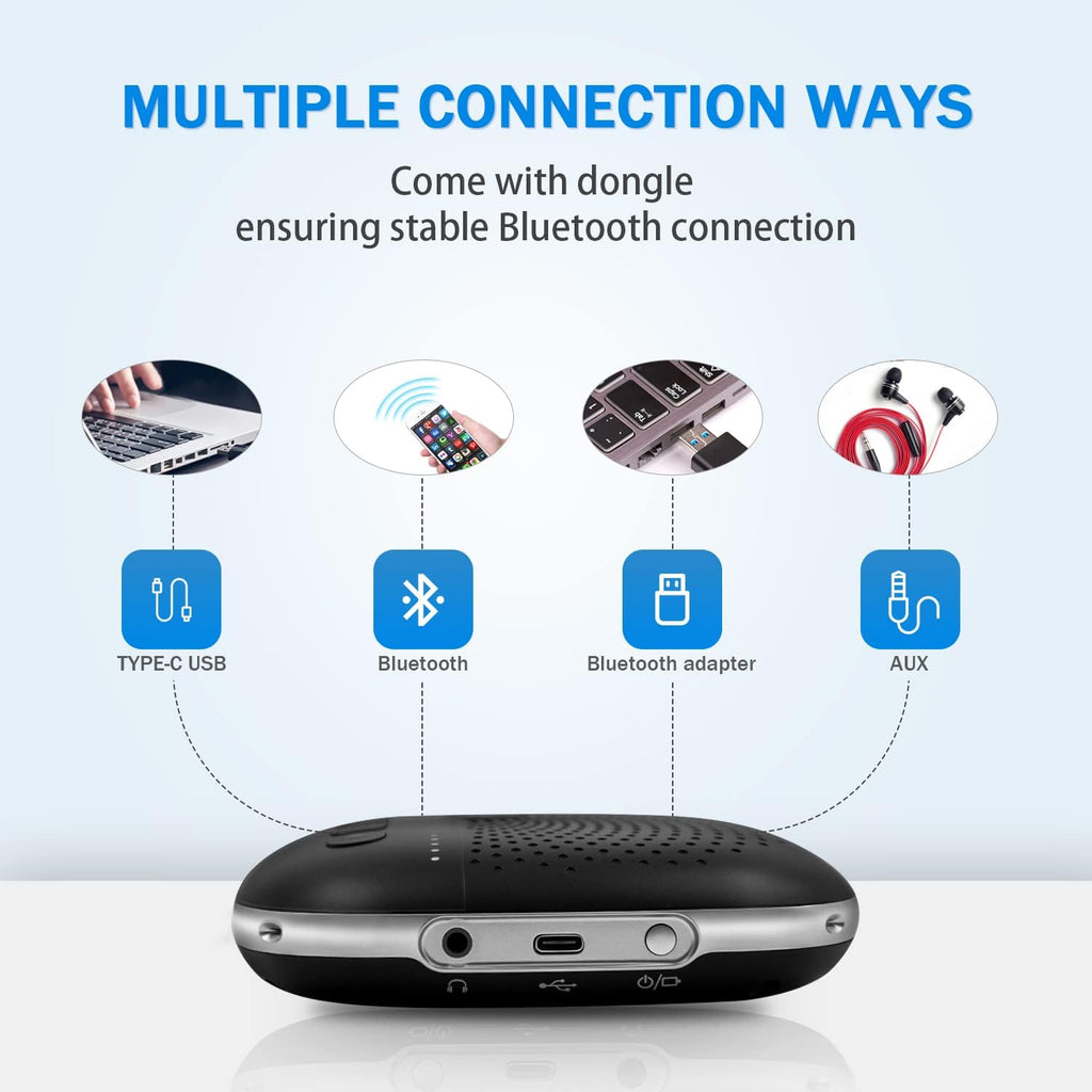 Bluetooth Conference Speakerphone with 4 Noise Cancellation Mics J4037