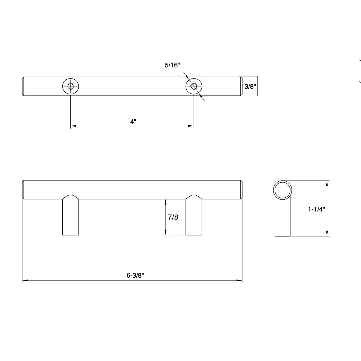 Oil Rubbed Bronze Solid Steel 3/8 inch Slim Line Euro Style Cabinet Hardware Bar Pull T953160