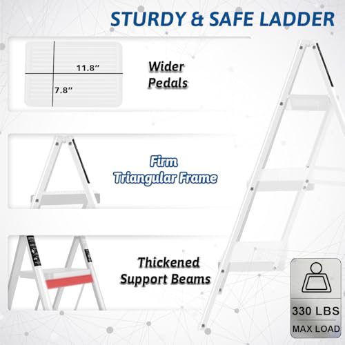 2 Step Folding Steel Step Ladder 330 Lbs Black C77676
