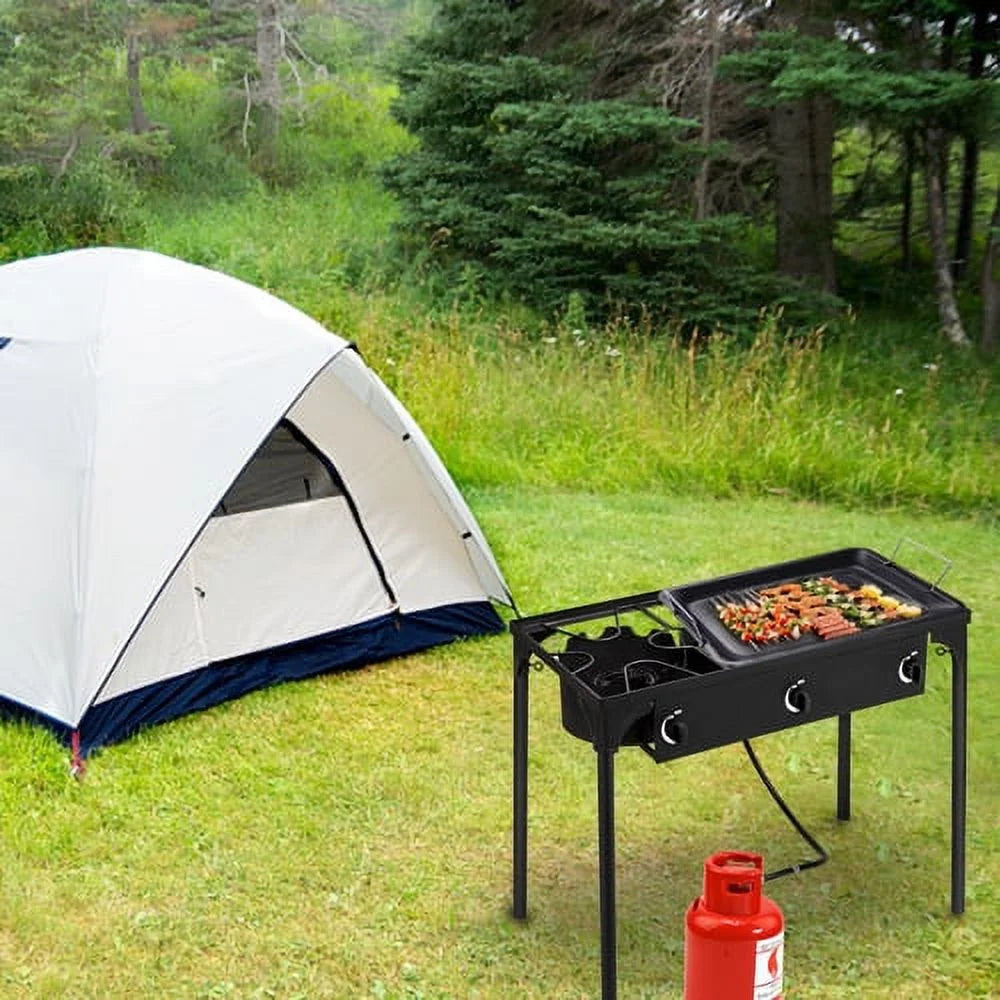 Black 3-Burner Outdoor Stove with Regulator R38735