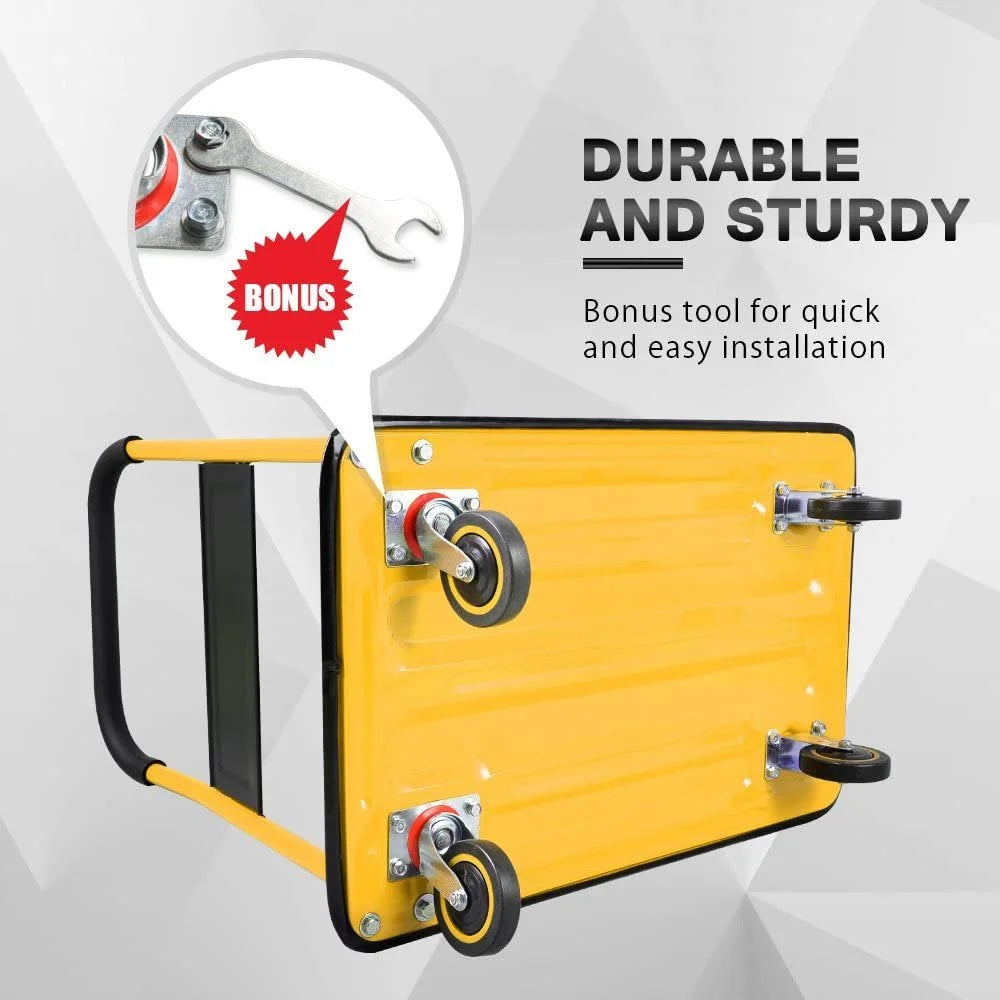 Yellow Foldable Push Cart Dolly with 360 Degree Swivel Wheels R80621