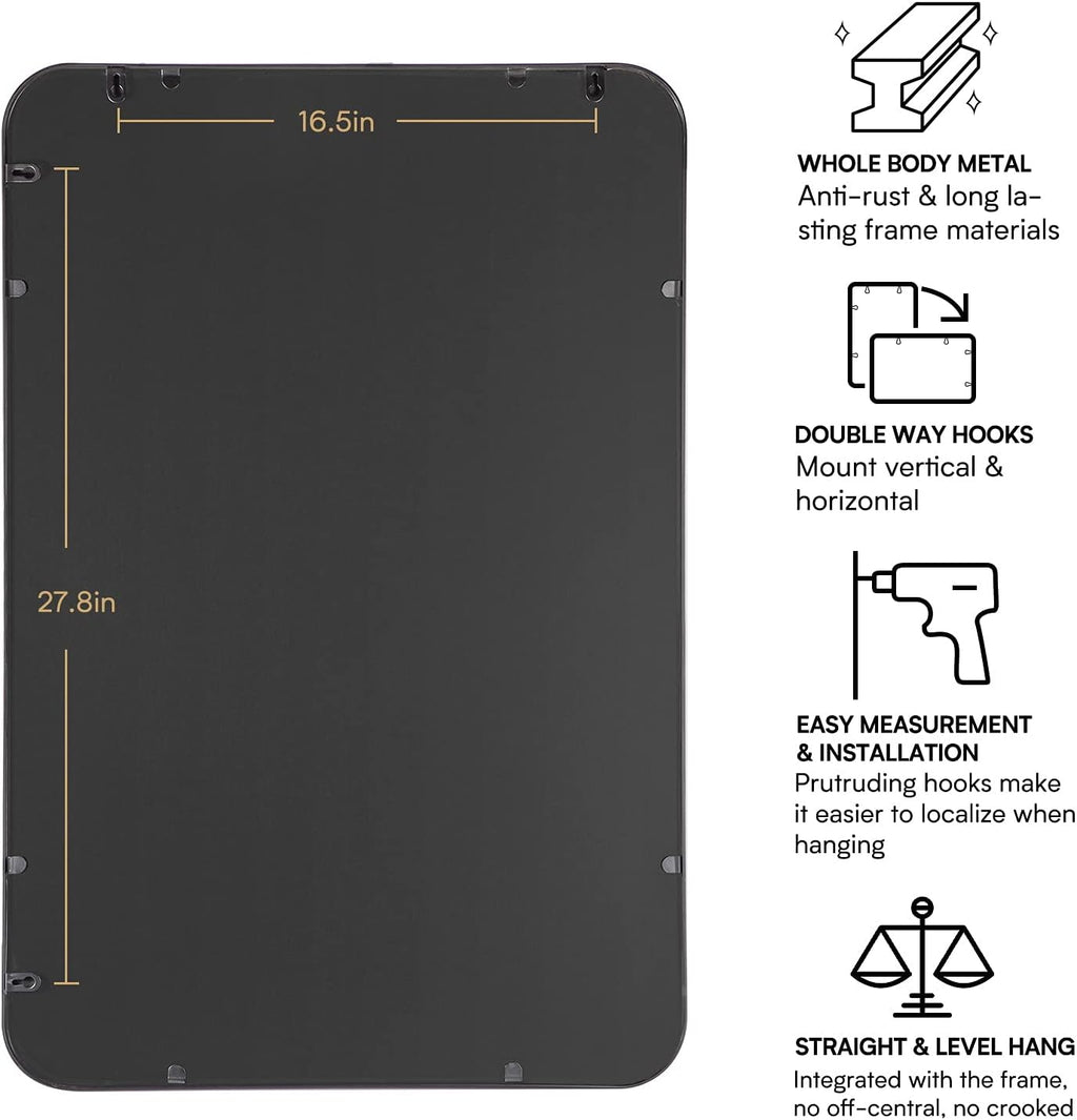 24x36 Rectangular Wall Mount Mirror with Stainless Steel Metal Frame S44748