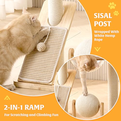 Cat Tree Tower with Scratching Post, Hammock and Top Bed R6610
