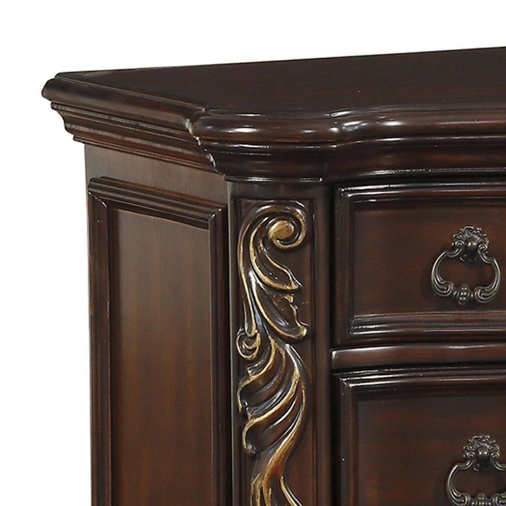 3 Drawer Cherry Brown Nightstand C7793