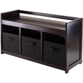 4-Pc Storage Bench & 3 Black Fabric Baskets J6811