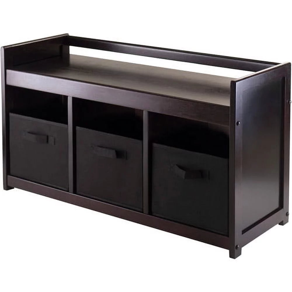 4-Pc Storage Bench & 3 Black Fabric Baskets J6811