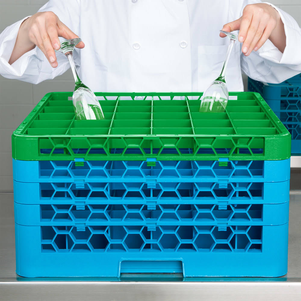 36 Compartment Green Glass Rack with 4 Extenders T911641