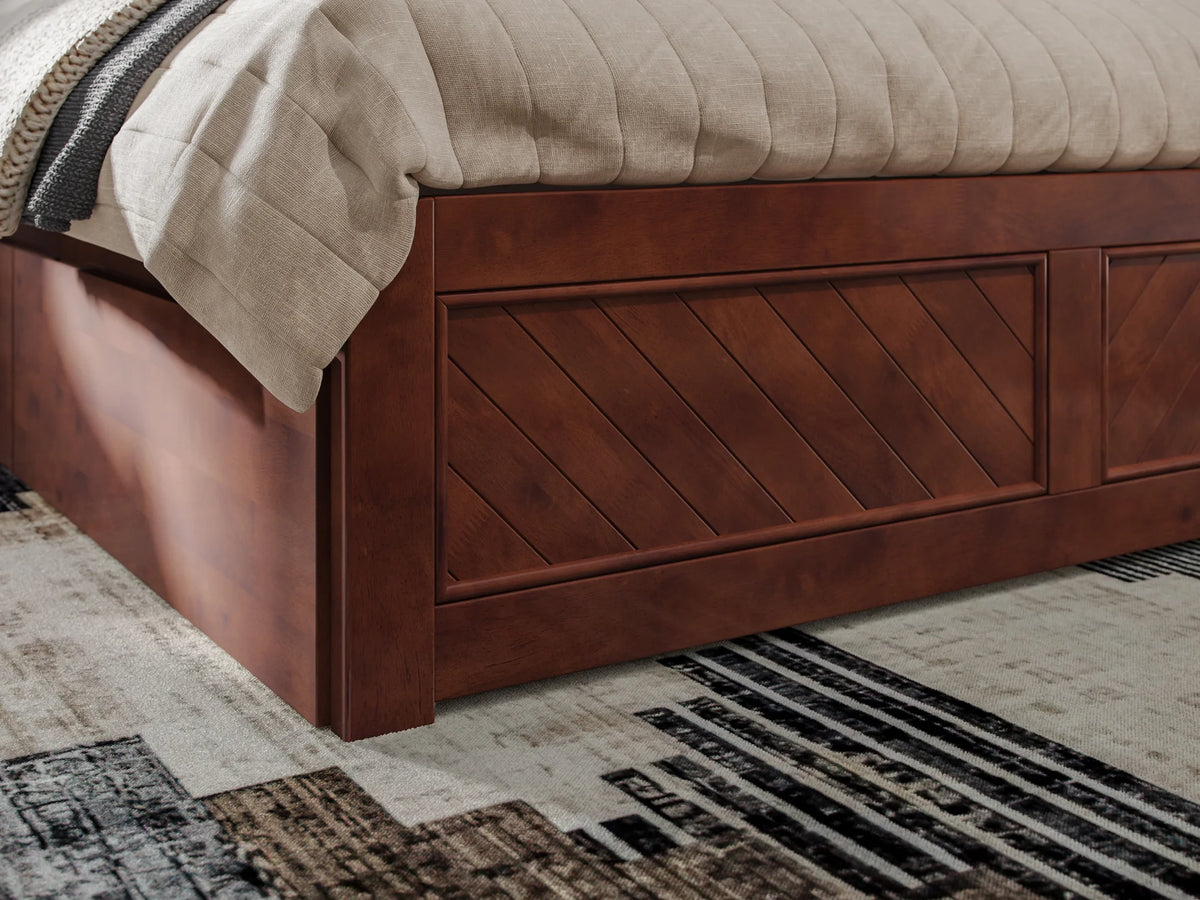 Queen Solid Wood Platform Bed with Storage Drawers T385278