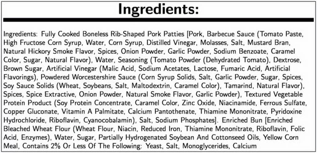 6.5oz Pork Rib Sandwich (PACK OF 12) Z3481