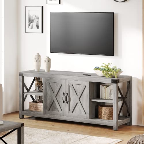 60 Inch TV Stand with Storage and Adjustable Shelves (Grey) O54927