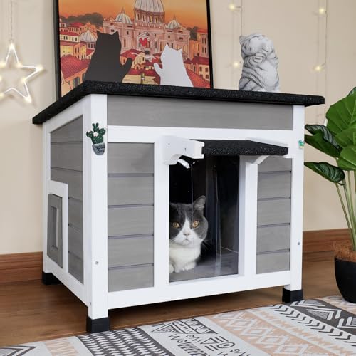 Insulated Weatherproof Cat House with Asphalt Roof Z1575