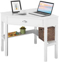 Black Corner Desk with Drawer and Shelves E5206