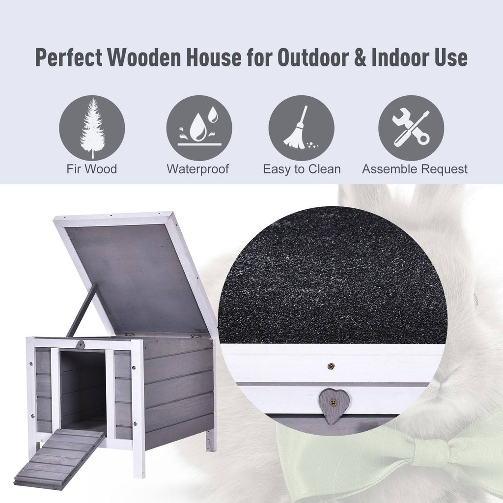 Grey Raised Wooden Pet House K292