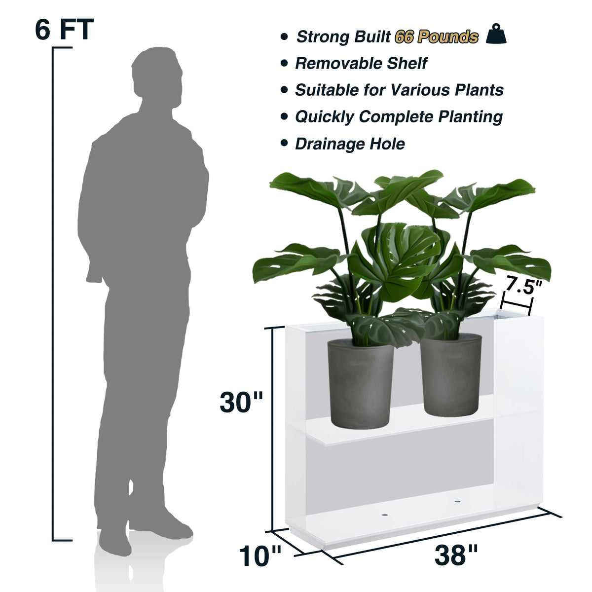 White Metal Planter Box T96058