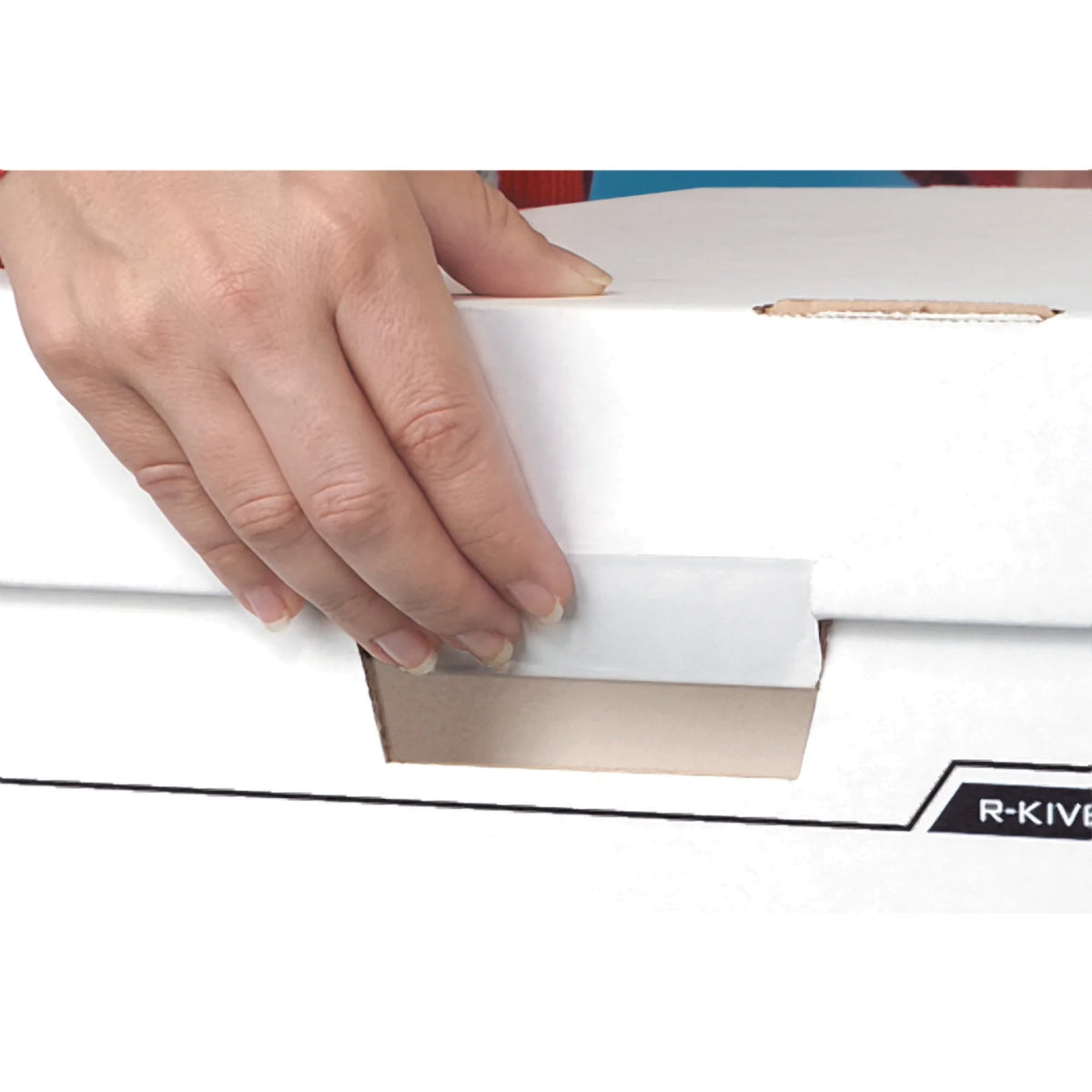 Storage Boxes, 15" x 12" x 10", White/Blue, Pack Of 4 Q90072