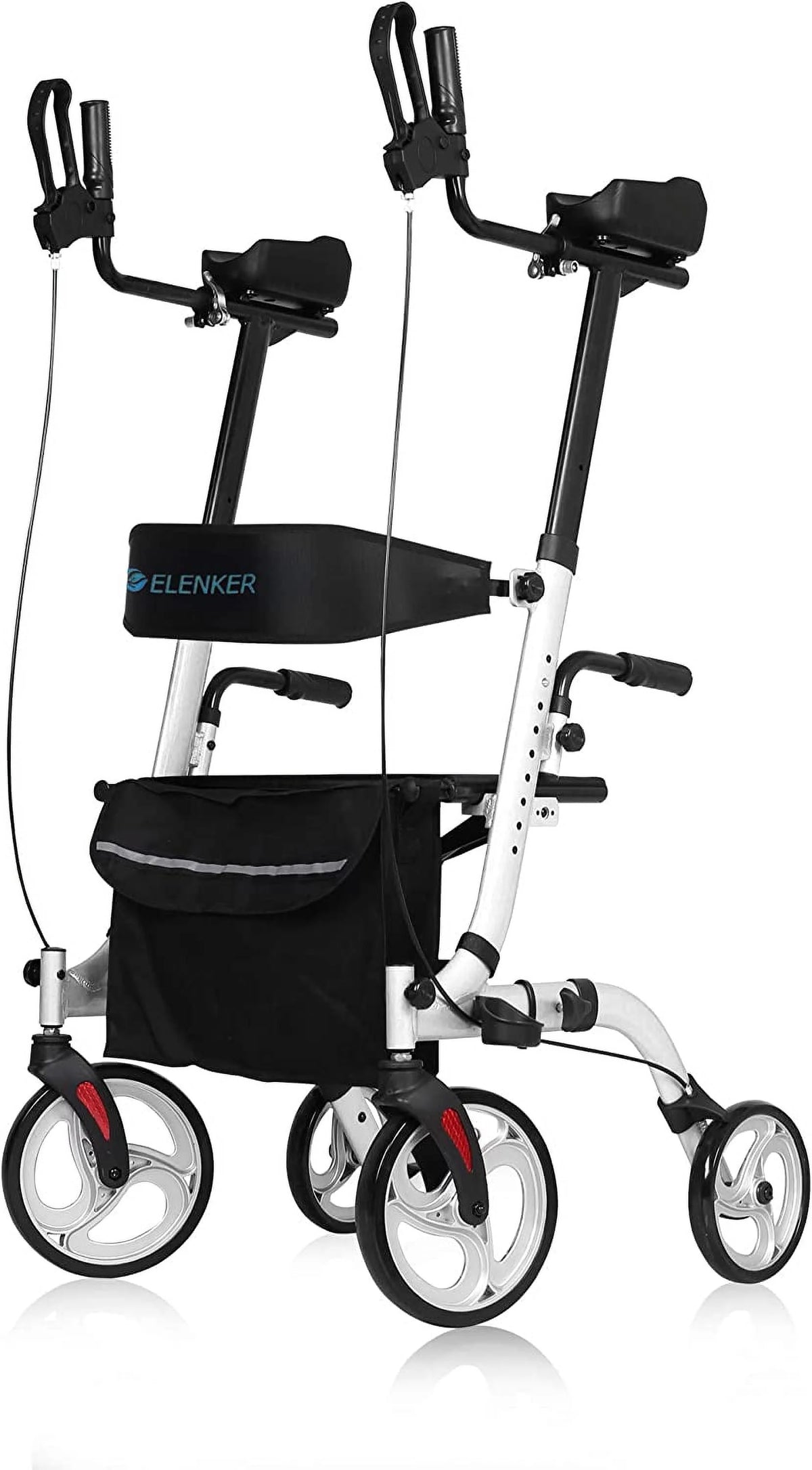 Upright Folding Rollator Walker with Seat, White Z5761