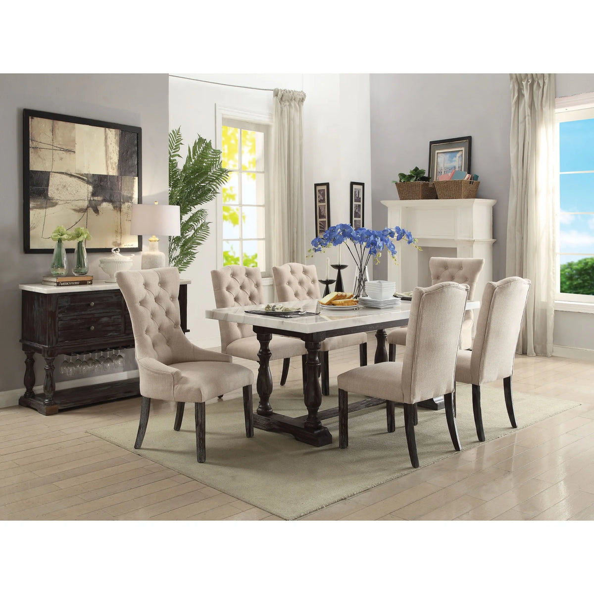 White Marble Dining Table L25839