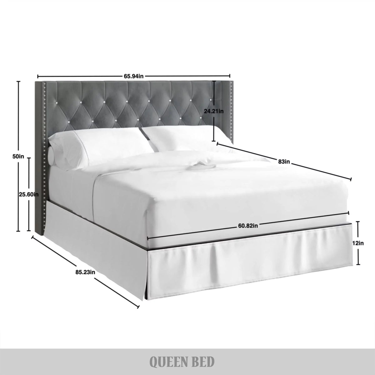 Black Velvet Upholstered Full Bed H96305