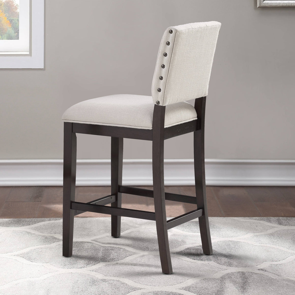 Walnut Button Tufted Counter Stool O398780