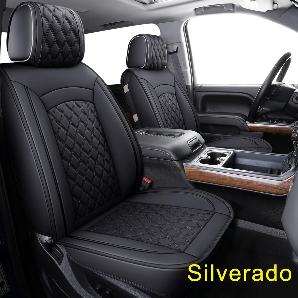 Black & Blue Water Proof Faux Leather Seat Covers U787