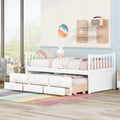 Twin White Wood Daybed with Trundle and Storage Drawers K68173