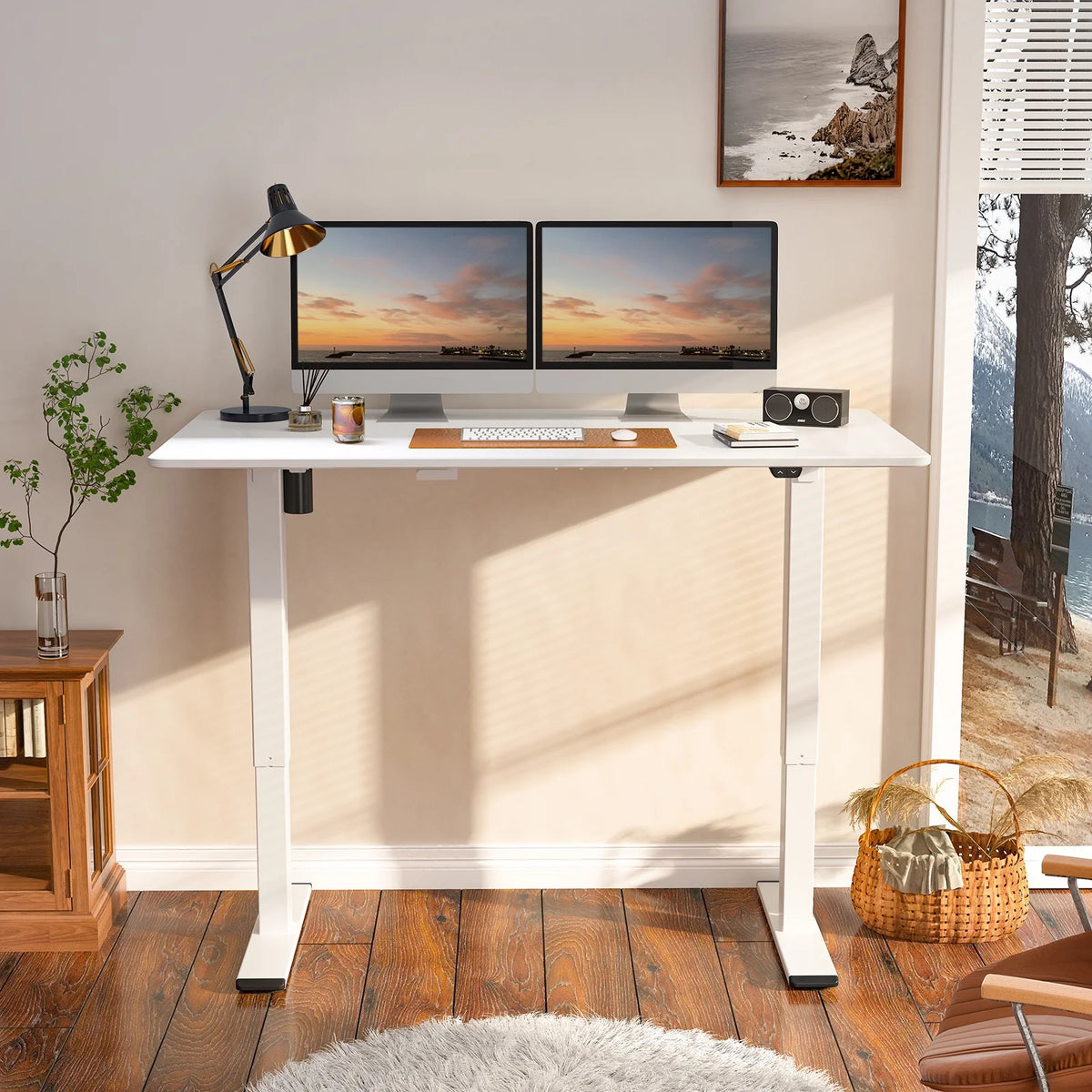 White Electric Height Adjustable Desk Z46206