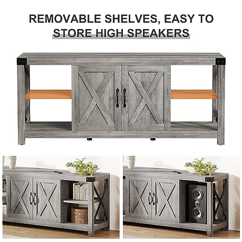 60 Inch TV Stand with Storage and Adjustable Shelves (Grey) O54927