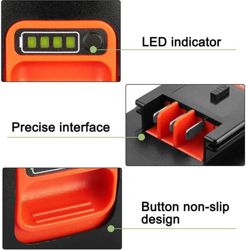 2 Pack 4.0Ah Lithium Battery for Black and Decker 18V Firestorm Battery, Charger Included J536482