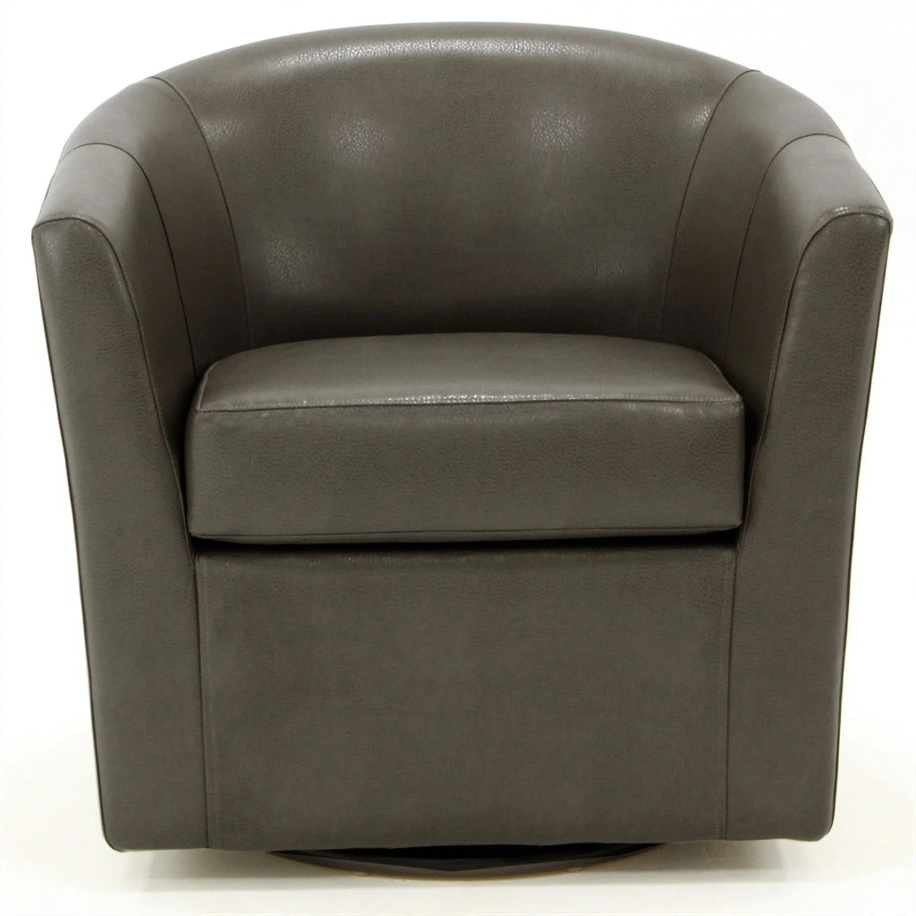 Charcoal Faux Leather Swivel Club Chair W9822