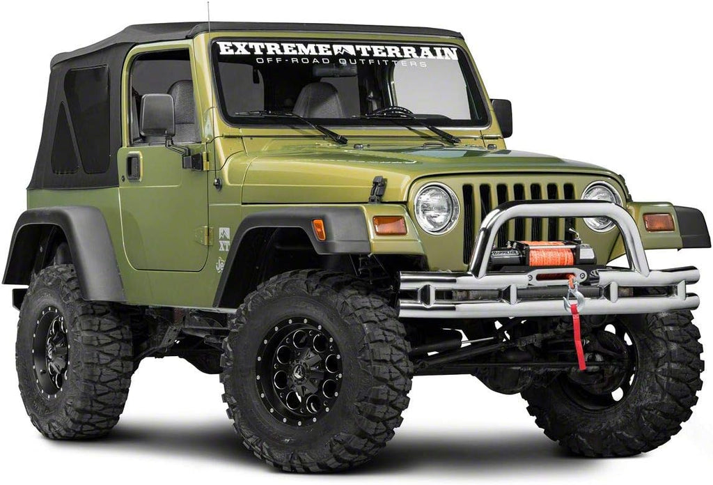 Polished Double Tubular Front Bumper with Winch Cutout O313