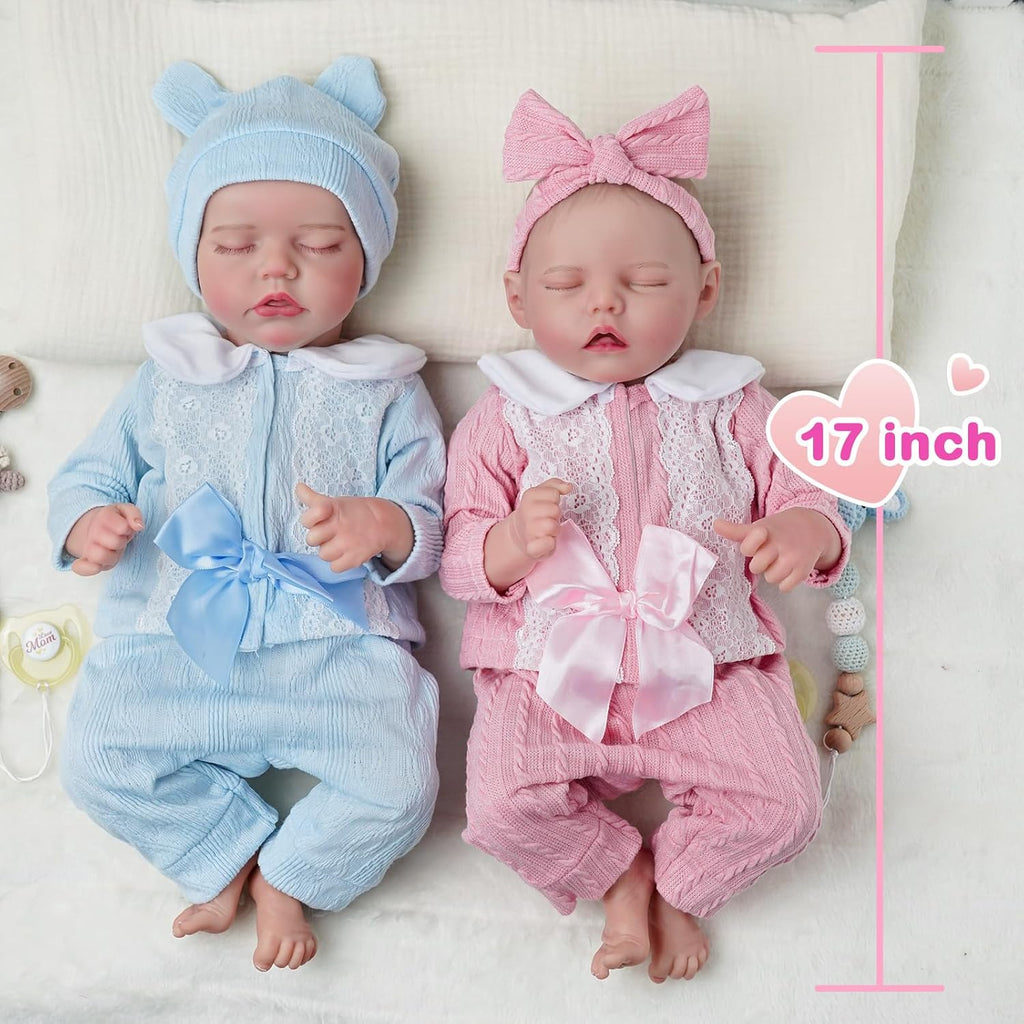 17 Inch Realistic Reborn Baby Dolls Twins Soft Body Poseable Limbs W393