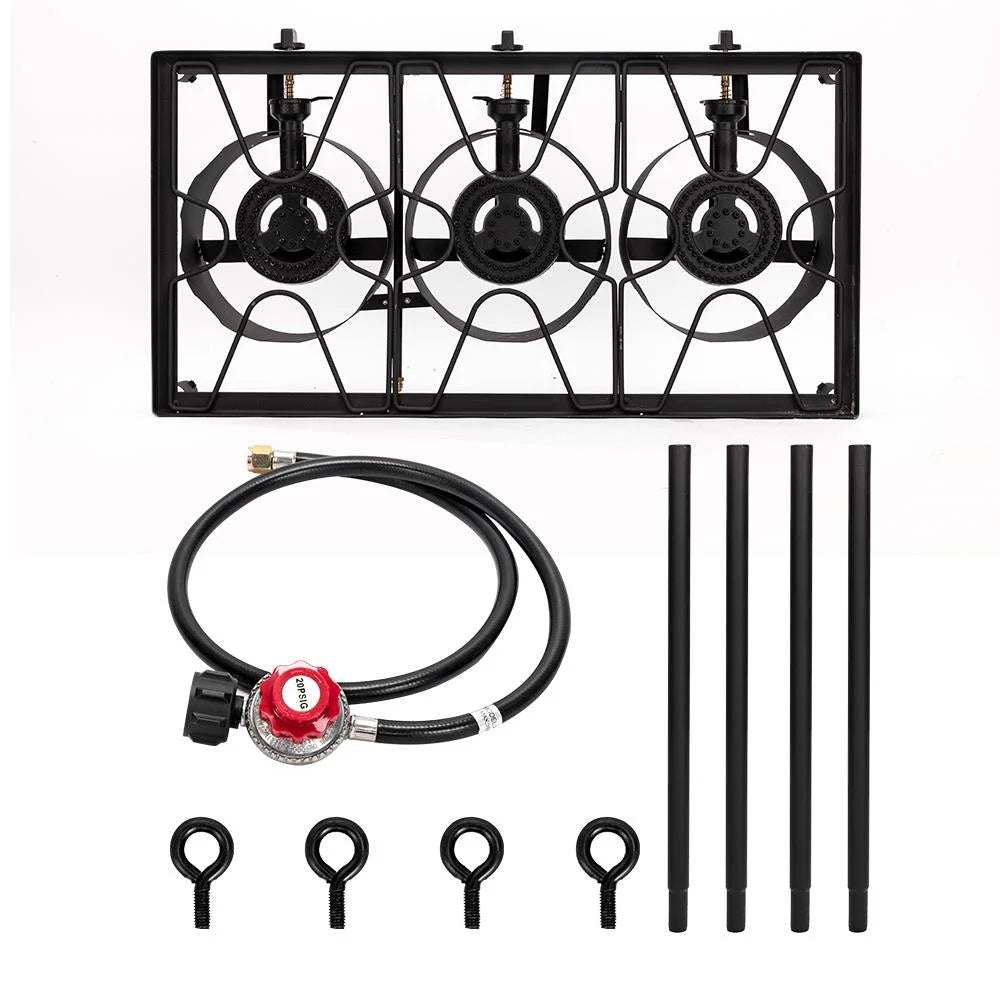 Black 3-Burner Outdoor Stove with Regulator R38735