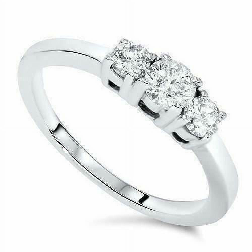 14k White Gold Three Stone Diamond Ring V186