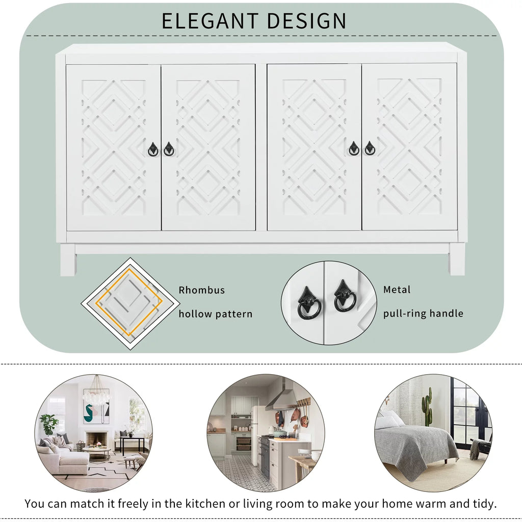 White 2-Door Storage Cabinet with Metal Legs and Adjustable Shelves I154133