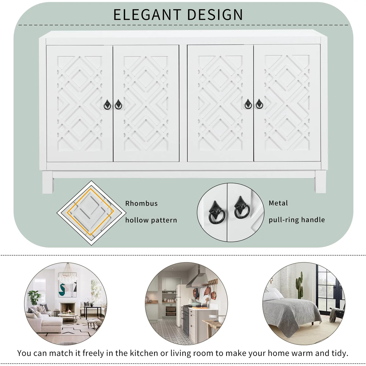 White 2-Door Storage Cabinet with Metal Legs and Adjustable Shelves I154133