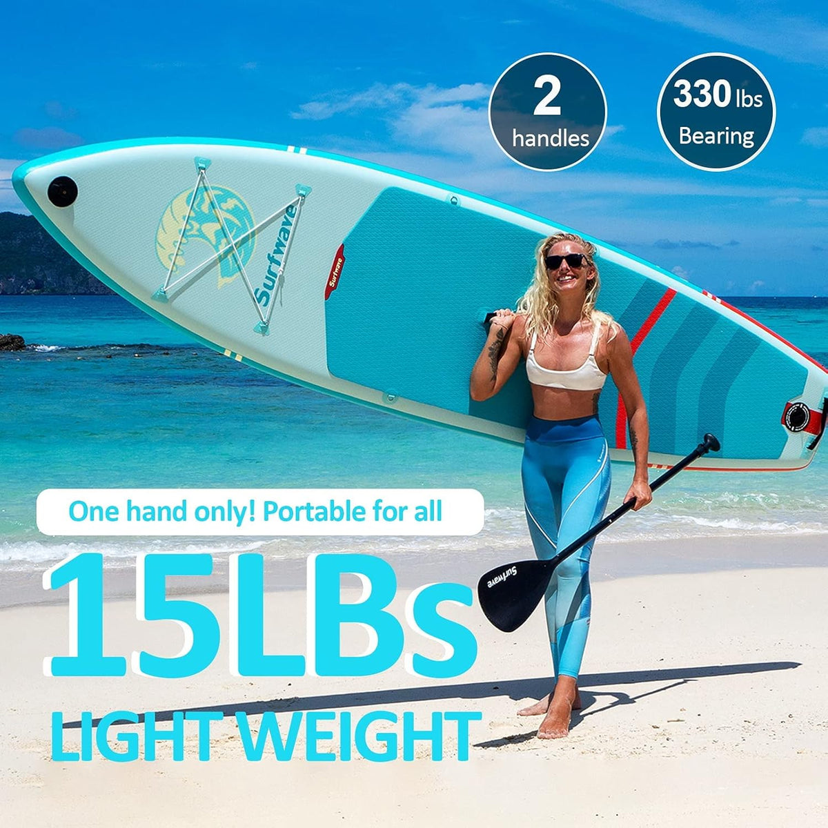10'8''×33''×6'' Extra Wide Inflatable Paddle Board with Camera Mount P277965