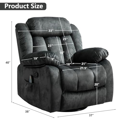 Grey Fabric Manual Swivel Rocker Recliner Chair Z481749
