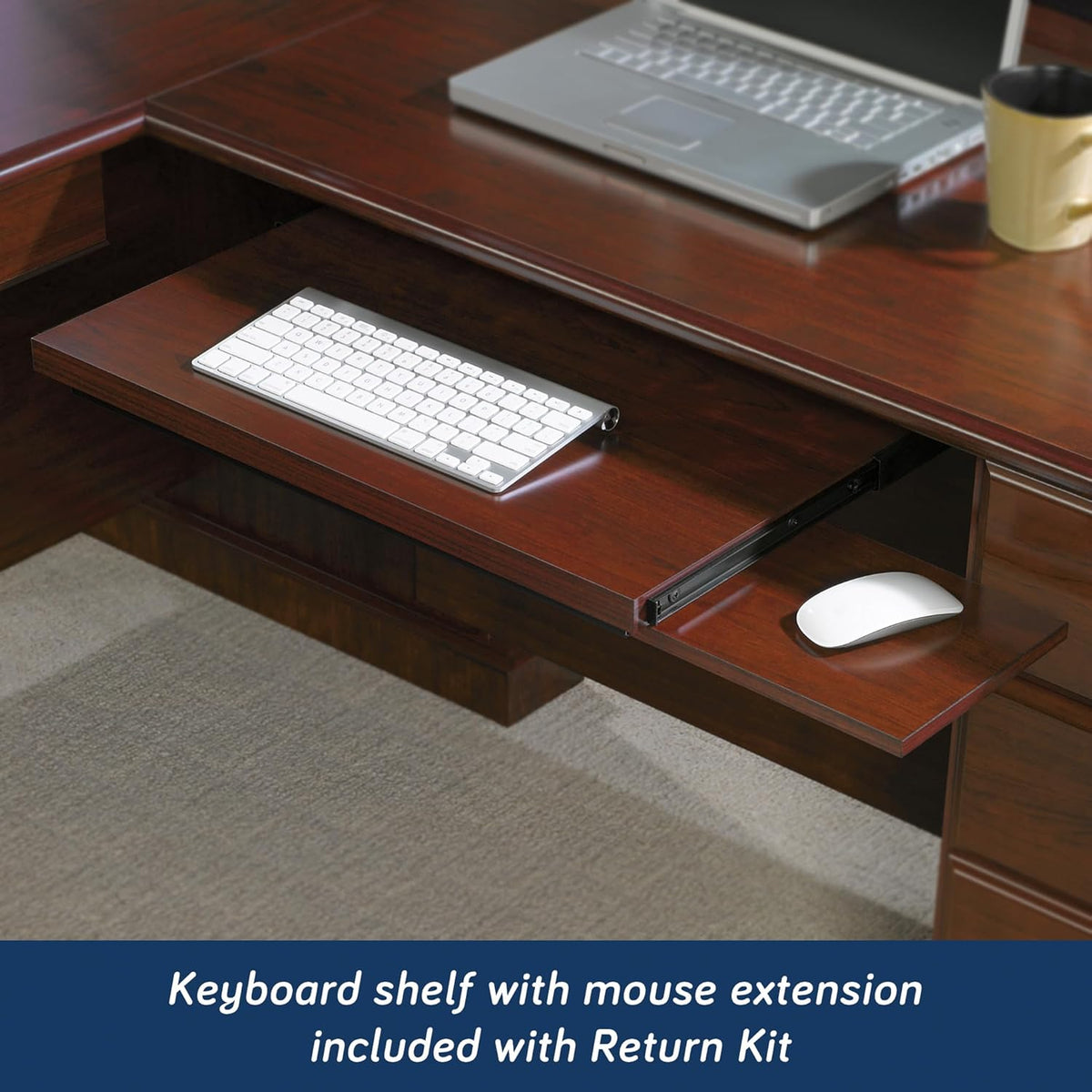 L-Shaped Desk with Office Hutch, Classic Cherry H53233