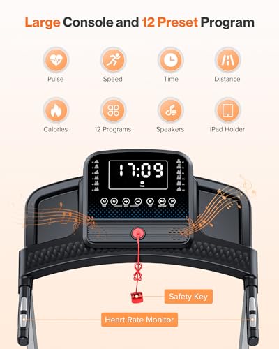 Folding Treadmill with Incline, 3.0 HP, 350 lbs Weight Capacity, 7.6 MPH I205696