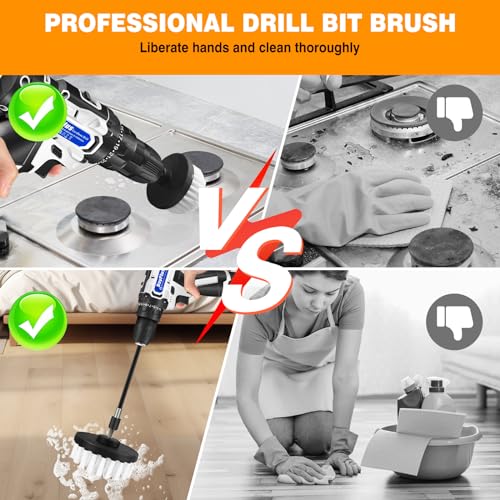 Electric Spin Scrubber Handheld, 2 Speed, with 9 Brush Heads, 450RPM Battery Power Scrubber Waterproof, 3.0Ah Battery and Charger R409