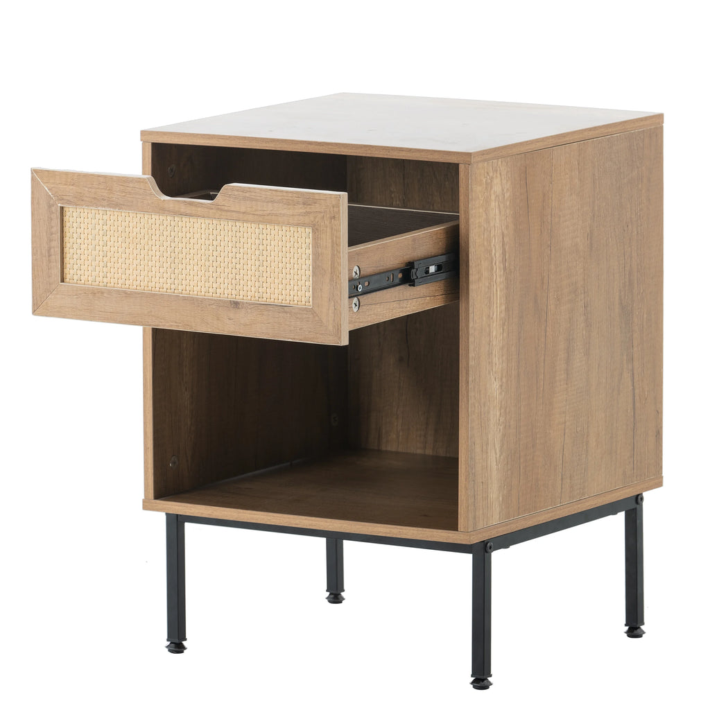 Natural Rattan Door Nightstand with Solid Metal Legs M764